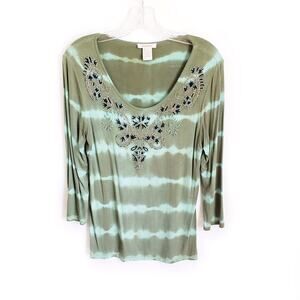 Sundance Green Soft Stretch Tie Dye Beaded T-Shirt